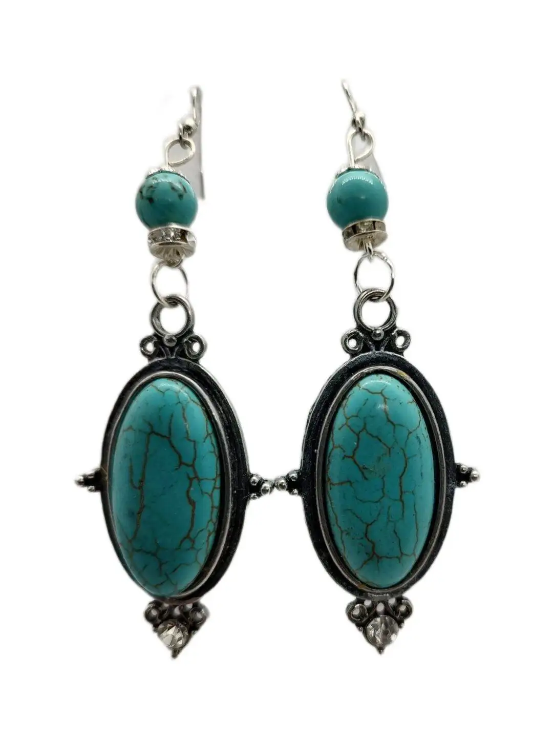 Blue Turquoise Pendant Drop Earrings