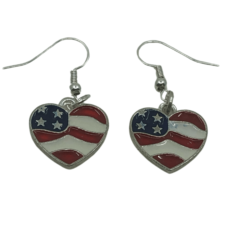 Silver Patriotic Dangling Earrings