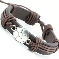 soccer leather wrap bracelet