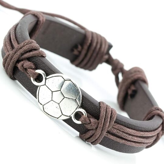 soccer leather wrap bracelet