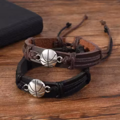 Basketball Leather Wrap Bracelet - Image 2