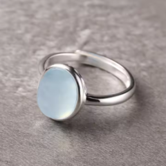 Adjustable Sterling Silver Natural Round Stone Ring - Image 3