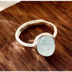 Adjustable Sterling Silver Natural Round Stone Ring - Image 4