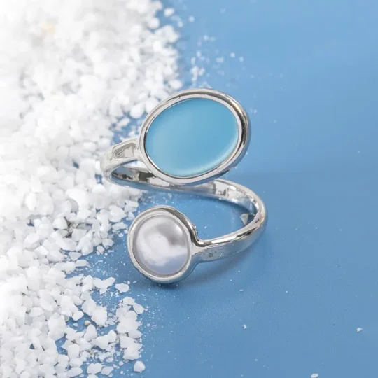 Sea Glass Open Spiral Statement Ring