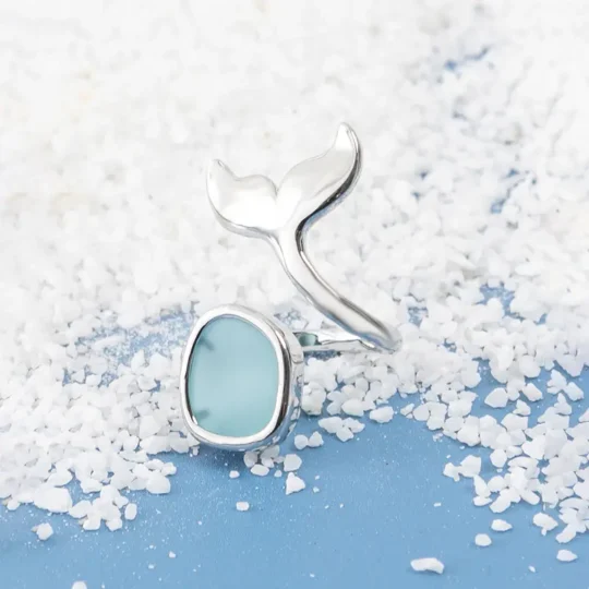 Sea Glass Open Fishtail Ring