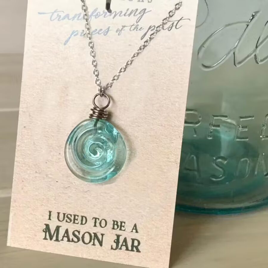 Home 9 Glass Spiral Teardrop Pendant Necklace