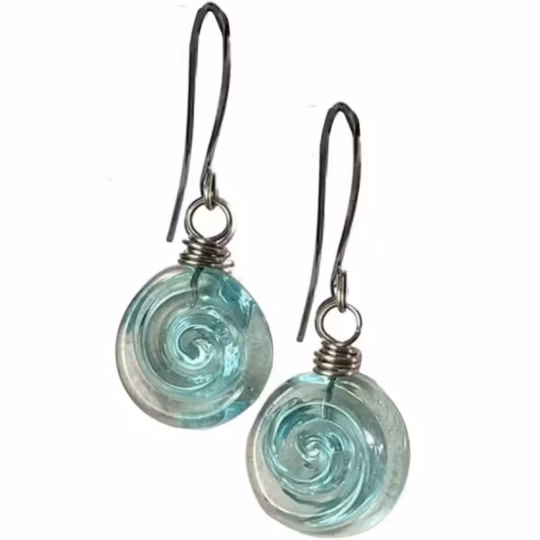 Handmade Glass Spiral Pendant Earrings