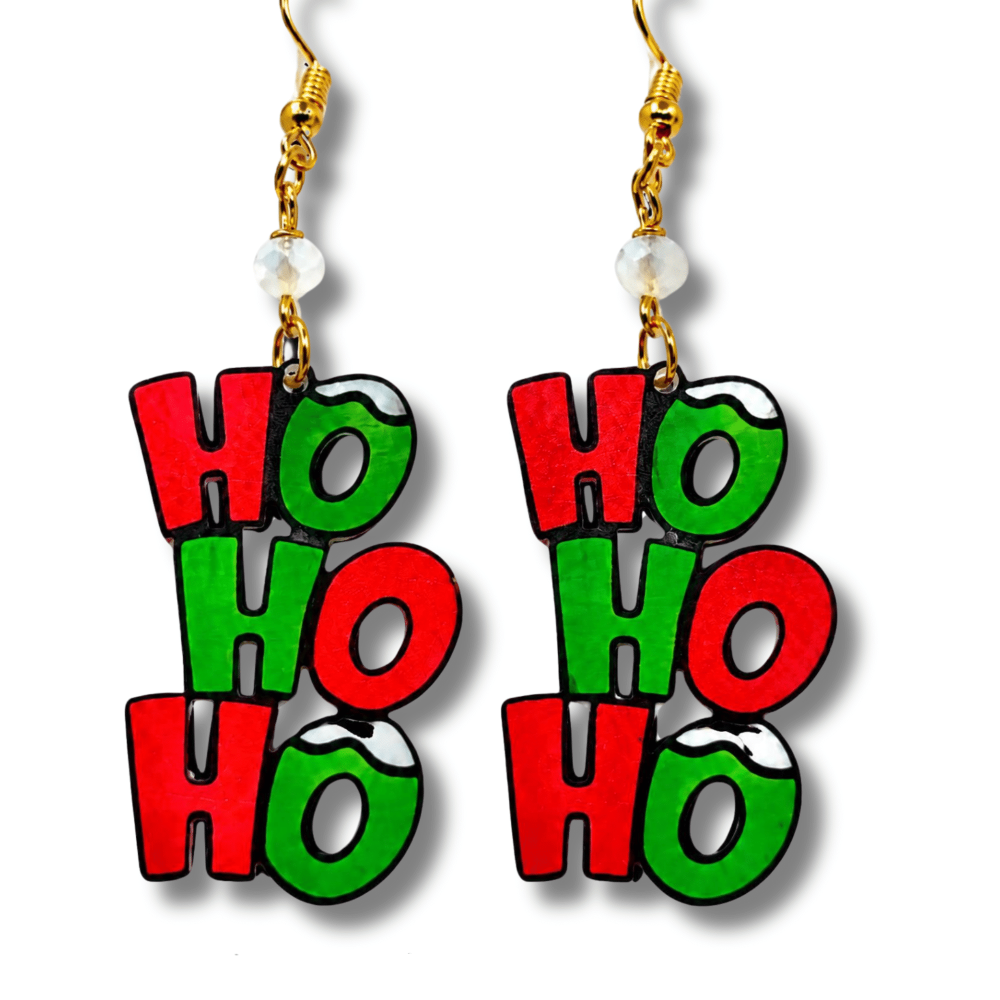 Home 54 Red with Green Ho Ho Ho Earrings