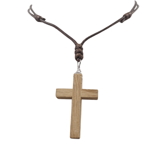 Handmade Wooden Cross Pendant Necklace